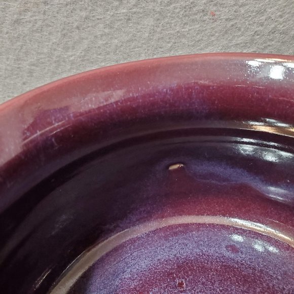 Hand Crafted Studio Pottery Soup Mug, Signed Large Coffee Cup, Purple Drip Glaze - Picture 5 of 13